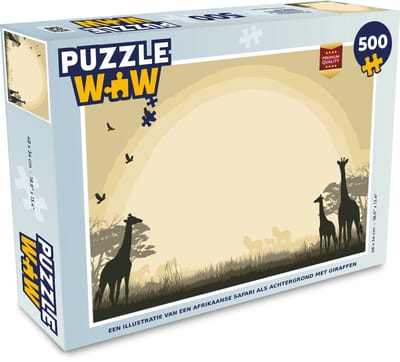 Puzzel Een illustratie van een Afrikaanse safari als achtergrond met giraffen - Legpuzzel - Puzzel 500 stukjes