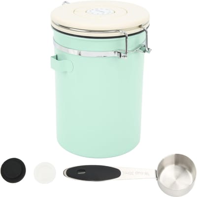 Boîte à café Vert menthe Acier inoxydable de qualité alimentaire Récipient à café hermétique avec cuillère Date 1.8L white