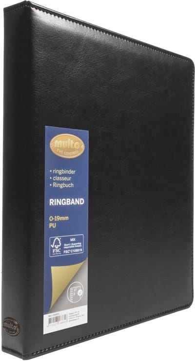Multo ringband Hannibal - formaat A5 - 17-rings - 19mm ringhoogte - kunstleder - zwart