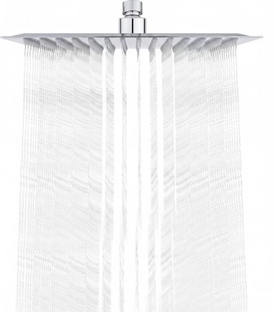 Famanu – Regendouchekop van roestvrij staal, 20 cm, vierkant ontwerp, chroom afwerking, zilverkleurige hoofddouche voor badkamer