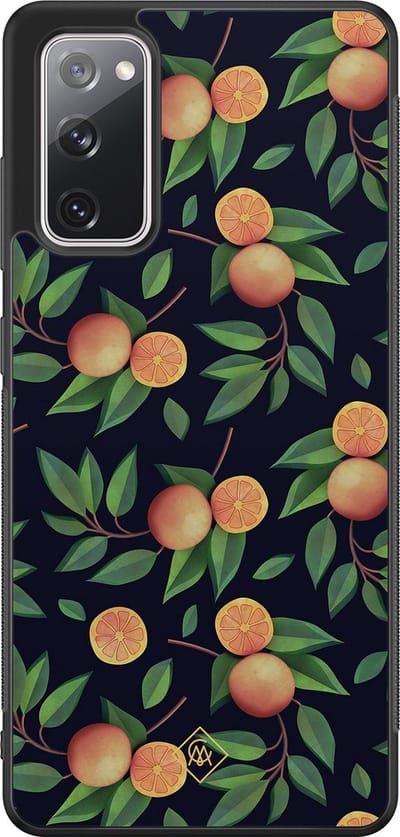 Casimoda® hoesje - Geschikt voor Samsung Galaxy S20 FE - Fruit / Sinaasappel - Zwart TPU Backcover - Geen opdruk - Multi