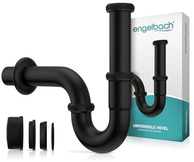 Sifon voor wastafel – Afvoerbuis 1 1/4" incl. rubberen manchet – Universele sifon voor badkamer met montagevideo – Zwart