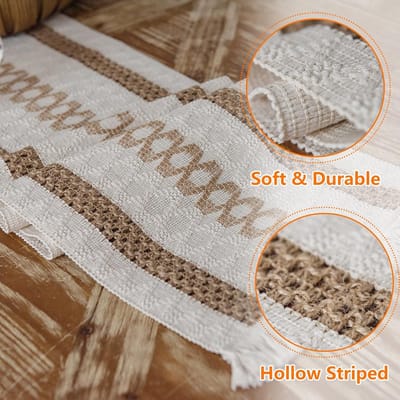 SnelShoppen - Table Runner Katoen Linnen Macrame Jute Tafelkleed met Bollen voor Decoratie Tafel Eetkamer Thuis Feest Bruiloft Boho Kerst 30 x 140 cm