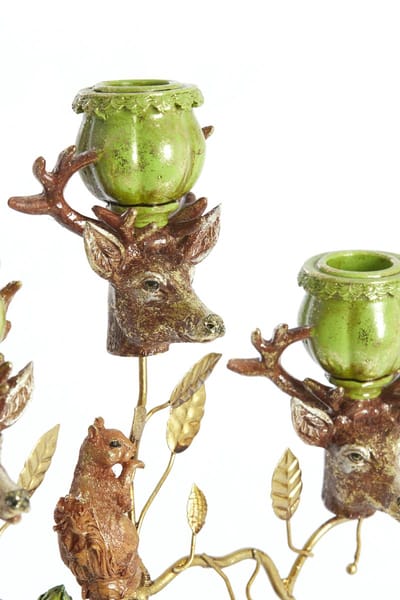 Light&living Kandelaar 3L 27x15,5x50 cm MYRIN groen+bruin+goud