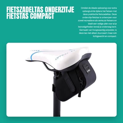 Dailygoods- Fietszadeltas Compact - Fietstas Onder Zitje - Fietstas Achtertas - Fietsaccessoire - Polyester - Veilig en Gemakkelijk te Bevestigen