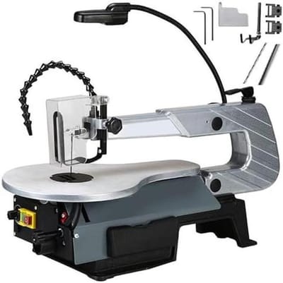 Scrollzaag Tafelmodel - Precisie Zaag - Houtbewerking Hobby - Kantelbare Tafel - 406 mm Bereik - Grijs