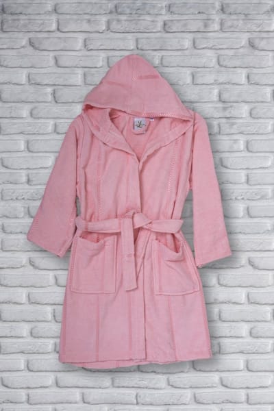 Lubna Home Kinderbadjas 2-4 jaar Zacht Katoen Kinderbadjas maat 98-104  POEDER ROZE UNISEX