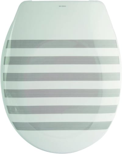 WC-Bril - Toiletzitting Deksel - Gemakkelijk Onderhoud - Automatisch Sluitend - 30 x 20 x 15 cm - Grijs Wit