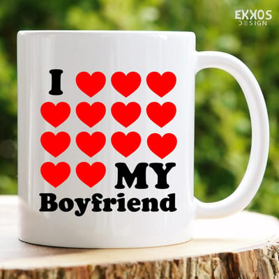 I love my boyfriend - Valentijn cadeautje - Valentijn - Vrouwen cadeautjes - Cadeau voor vriendin - Cadeau voor haar - Cadeau voor vrouw - Liefdes cadeau - Vrouwen cadeautjes - Koffiekopjes - Mokken met tekst