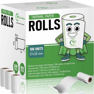 Thermisch Papier Rollen - Kassarollen Betaalautomaat - Bonnen Printen - BPA-vrij Rode Markering - 57x30x12mm - Wit