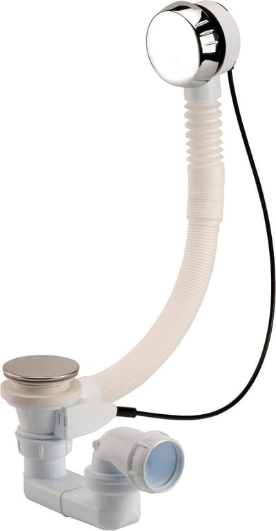 Afvoergarnituur met Overloop - Sifon Set - Badkamer Afvoer - Klapdeksel en Telescoop - 270-460 mm - Wit