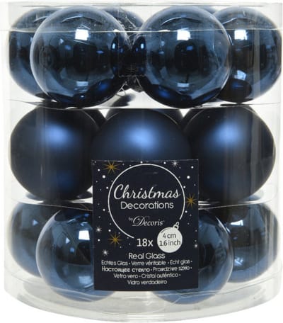 Decoris Kleine kerstballen - 18x st - donkerblauw - D4 cm - glas - kerstversiering