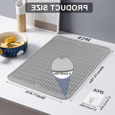 2 Stuks Silicone Afwasmat, 40 × 30 cm, Sneldrogend en Warmtebestendig, Antislip Keukenmat voor Onder de Gootsteen
