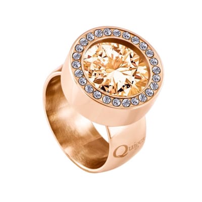 Quiges RVS Schroefsysteem Zirkonia Ring Rosegoudkleurig 16mm met Verwisselbare 12mm Mini Munt - SLSRS49716
