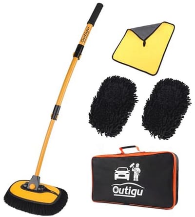3-in-1 Autowasborstel met Telescoopsteel en Chenille Microvezel Dweilen voor Auto en Vrachtwagen