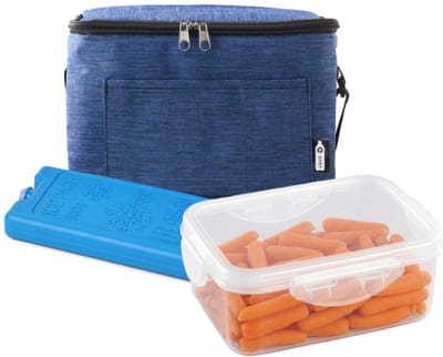 Bellatio Design Koeltas / lunchtas set Pablo - 3-delig - 3 liter - blauw - 16 x 15 x 22 cm - kantoor / school lunch