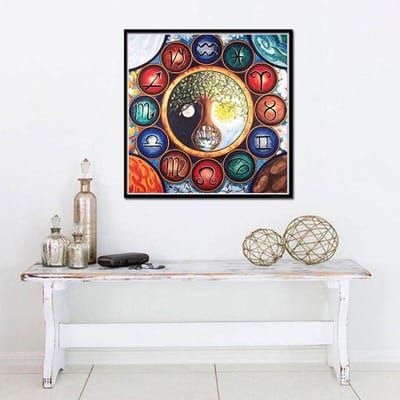 Diamant Rond Constellatie Patroon Kruissteek Diamant Mozaïek Diamant Muursticker 30x30CM
