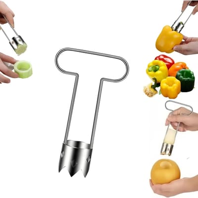 Rode paprika zaadverwijderaar - 16×3,5×3,5 cm - Fruitontpitmachine van roestvrij staal - 2025 Nieuw appel zaaigereedschap - Keukengadget voor het verwijderen van de kern van fruit en groenten - Zilver (1 stuk)