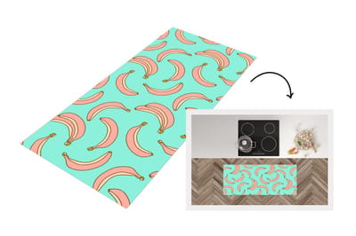 Keukenloper - Loper keuken - Roze - Banaan - Fruit - Patronen - 120x50 cm - Keukenloper vinyl