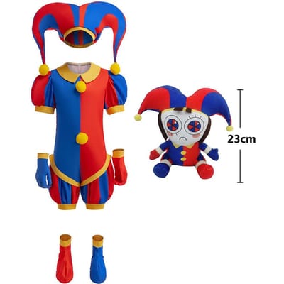 Pomni Cosplay Kostuum Anime The Amazing Digital Circus Cartoon Uniform Hoed Handschoenen Halloweenfeest voor Meisjes Jongens Kostuums 5T(120) red
