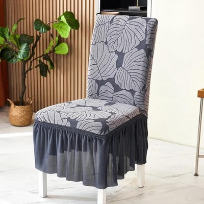 1/2/4/6 stuks Bladeren Jacquard Eetkamerstoelhoes met Rok Stretch Stoelhoezen voor Bruiloft Banket Feest Huis Stoelhoes 1pc