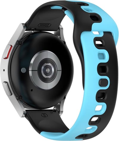Siliconen bandje - geschikt voor Huawei Watch GT Runner 2 / GT 2(e) 46 mm / GT 3 / 4 / 5 (Pro) 46 mm / Watch 3 (Pro) / Watch 4 (Pro) / GT 6 (PRO) 46mm - zwart-blauw