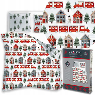 100% Katoen Kerst Dekbedovertrek Set 140x200 cm Winter Thema
