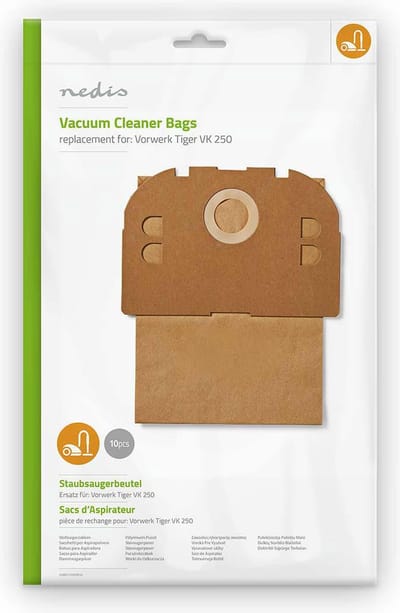 Nedis Stofzuigerzak - 10 Stuks - Papier - Meest verkocht voor: Vorwerk Tiger VK 250 - Bruin