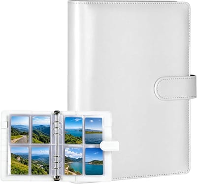 Kpop fotokaartenmap album A5 - PU-lederen kaarthouder met 6 ringen, 50 pagina's voor 400 verzamelkaarten en ruilkaarten