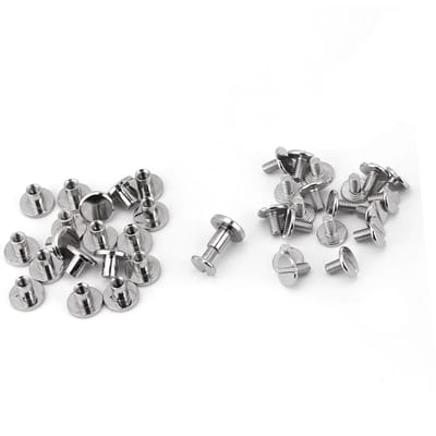 Lot de 20 pièces Durables Laiton Fileté Tête Plate Écrou Clou Rivets Vis Fournitures de Réparation Artisanat du Cuir 8mm