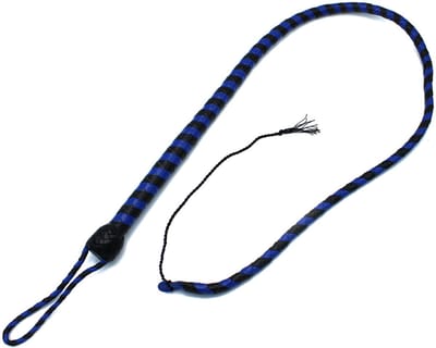 Kiotos - Lederen Single Tail Zweep - Zwart/Blauw - 140 cm