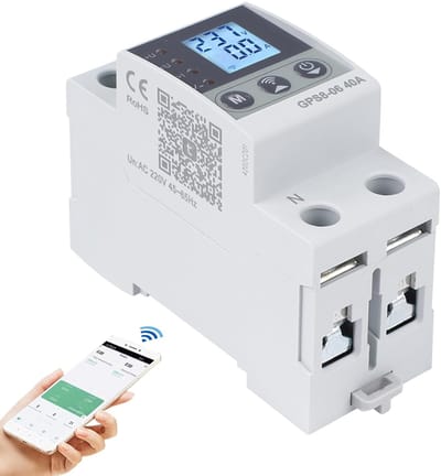 63A Wifi Schakelaar met Overspannings- en Overstroombeveiliging - Slimme Meter Functie, 230V AC, Zelfherstellend