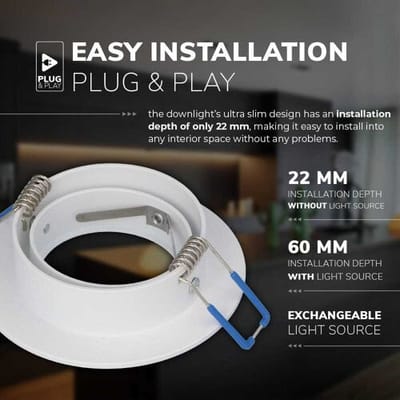 HOFTRONIC - 10X Balos GU10 inbouwspots Wit - 22mm inbouwdiepte Lage inbouwdiepte - Zaagmaat 75-85mm - Kantelbare Spotjes plafond - IP20 voor woonkamer, slaapkamer en gang