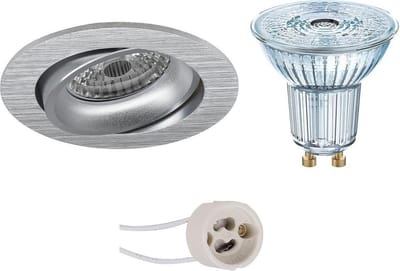 LED Spot Set - LEDVANCE Parathom PAR16 940 36D - Pragmi Delton Pro - GU10 Fitting - Dimbaar - Inbouw Rond - Mat Zilver - 3.4W - Natuurlijk Wit 4000K - Kantelbaar - Ø82mm