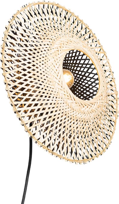 QAZQA rina - Oosterse Wandlamp voor binnen - 1 lichts - D 16.5 cm - Naturel - Woonkamer | Slaapkamer | Keuken