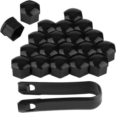 Dailygoods- Wielmoer Covers Professionele Kwaliteit - 20 Stuks - Antidiefstalbescherming - Nylon - Voor 21 mm Wielschroeven - Zwart - Wielmoerkap