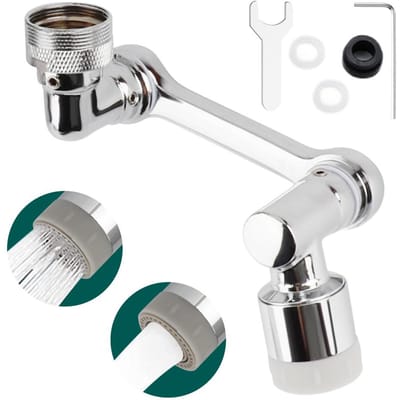 Robinet avec filtre anti-éclaboussures, tête de pulvérisation rotative à 1080 degrés, rallonge de robinet, aérateur, robinet d'évier