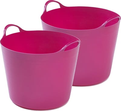 Whitefurze - flexibele emmer - 2x - 26 liter - Kunststof - Roze - 38 x 41 x 35 cm