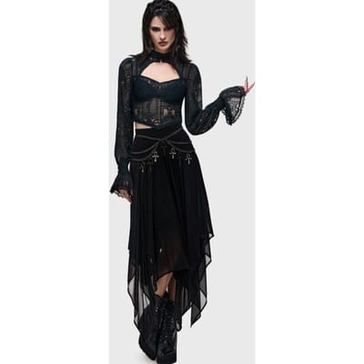 Killstar - Gothic Shirt met lange mouwen - What Darkness Returns - Bella's Curse Top - XS tot XXL - voor Vrouwen - donkergroen