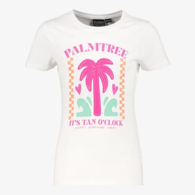 TwoDay meisjes T-shirt met palmboom wit - Maat 170
