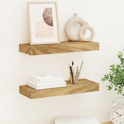 vidaXL - Wandschappen - 2 - st - 40x15x4 - cm - massief - teakhout