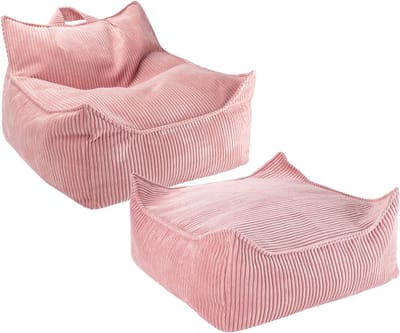 Wigiwama Beanbag Chair/Zitzak met Ottoman - Pink Mousse