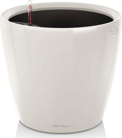 LECHUZA CLASSICO PREMIUM LS 35 - Plantenbak - met uitneembare binnenbak - met bewateringssysteem - ALL-IN-ONE set met LECHUZA-PON - wit hoogglans