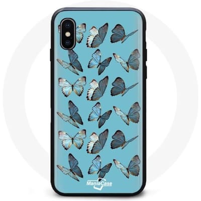 Hoesje - MANIACASE - Iphone XS max - Flexibel - Vlinderveld - Blauw