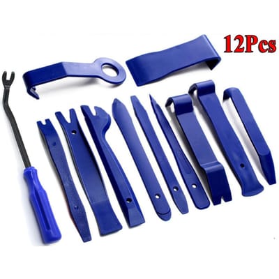 Autobekleding verwijderingsgereedschapset deurpaneelbevestigingsverwijderaarset interieur accessoire wrikhandgereedschap 12 stuks blue