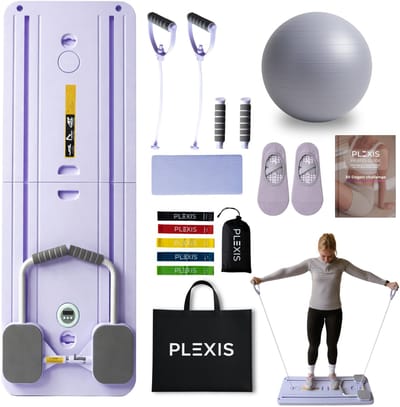 Plexis Pilates Board - Pilates Reformer – Pilates Sokken - Inklapbare Pilates Set met Weerstandsbanden - Pilates Bal - Met Luxe Draagtas - 30 Dagen Afvalchallenge E-book
