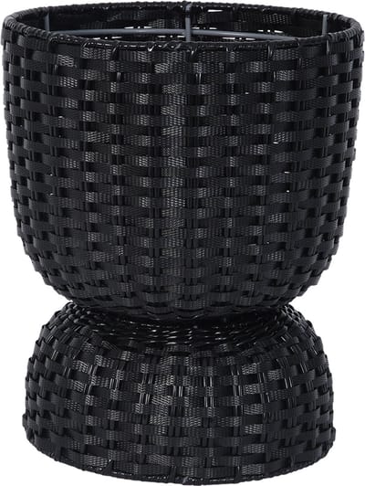 Handed By - Plantenmand - Plantenstandaard - Bloempot - Duurzaam- Handgevlochten - Handed By Twist Diabolo maat small - zwart- black