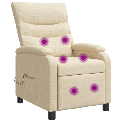 vidaXL - Massage - Relaxstoel - Crèmekleurig - Stof