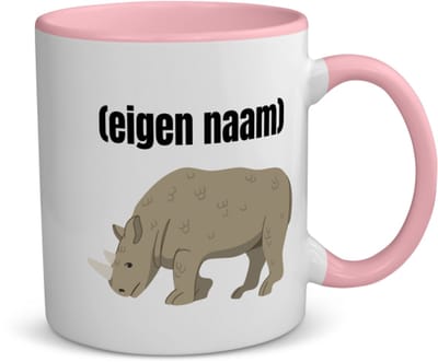 Akyol - neushoorn met eigen naam koffiemok - theemok - roze - Neushoorn - neushoorn liefhebbers - iemand die houdt van neushoorns - verjaardag - cadeau - kado - 350 ML inhoud
