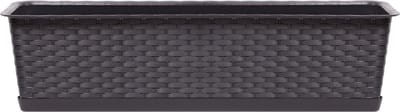 Prosperplast Kunststof plantenbak/bloembak Ratolla - rotan look - donkerbruin - 40 x 17 x 15 cm